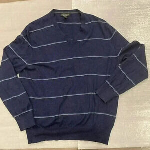 [XL]Banana Republic Luxury Blend Blue striped LS V Neck Pull Over  Sweater